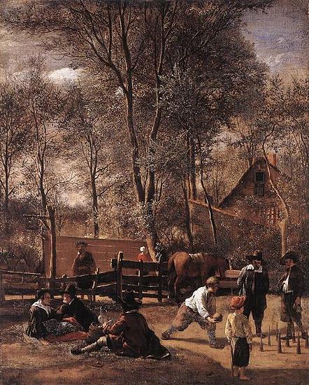 Jan Steen Skittle Players Outside an Inn France oil painting art